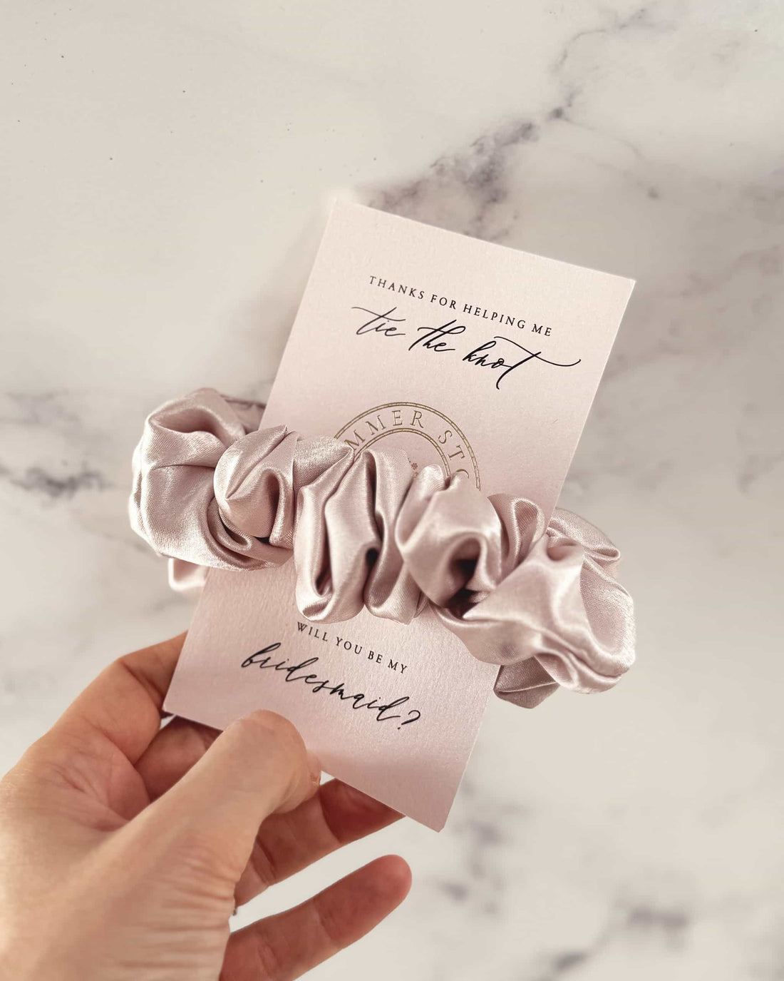 Oyster Pearl Pink Bridesmaid Scrunchie