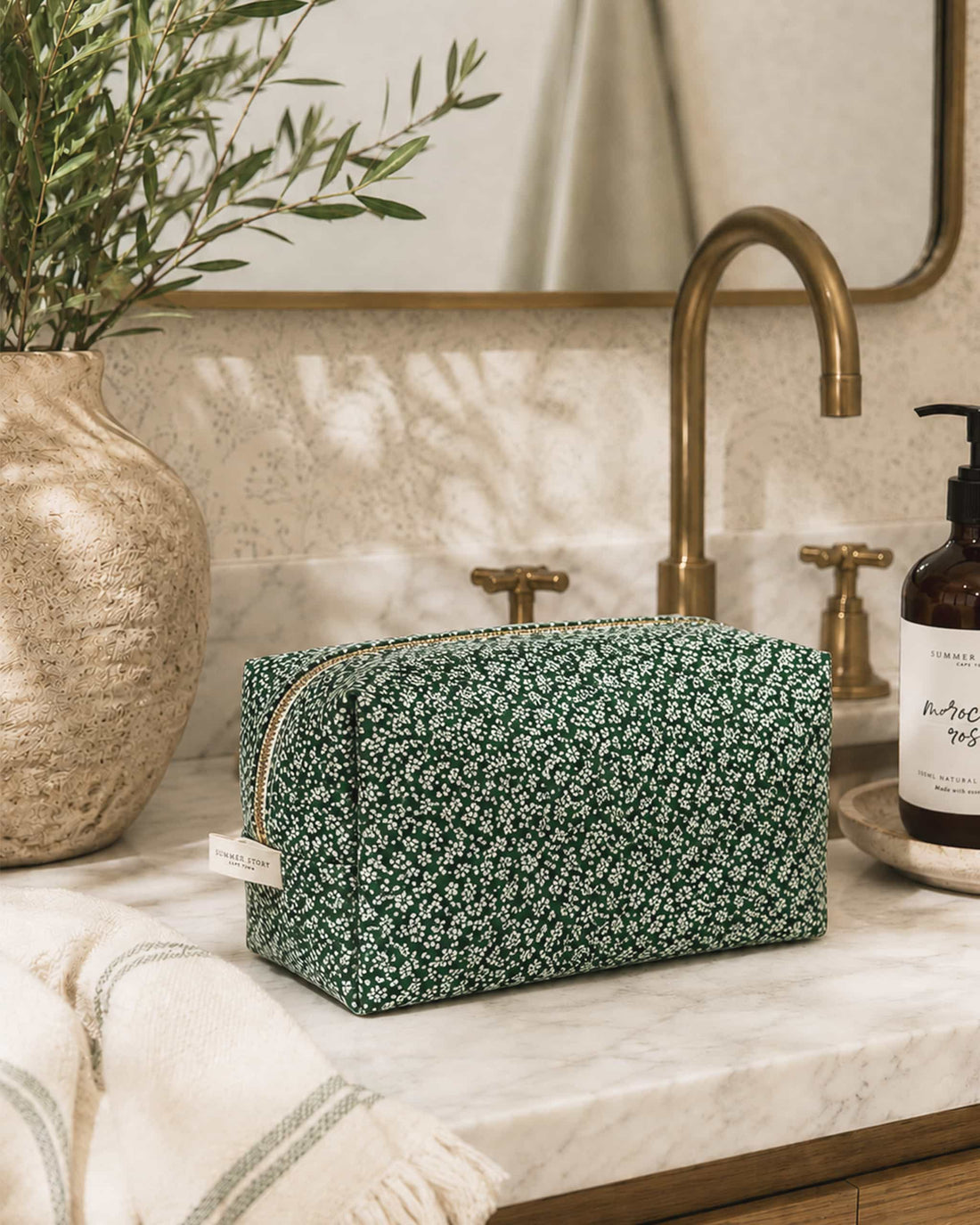 Green Ditsy Floral Vanity Bag