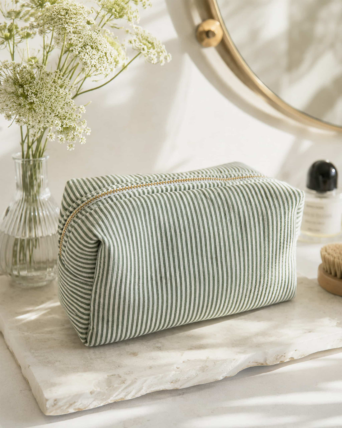 Striped Green Vanity Bag