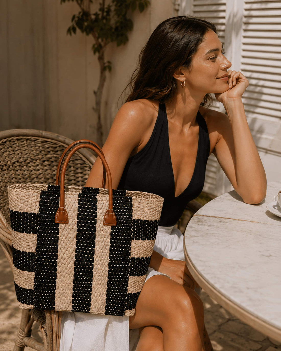 Striped Sisal Basket