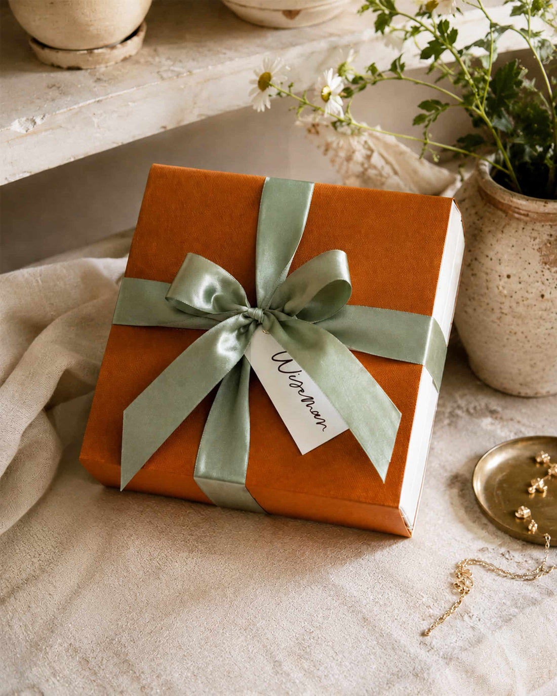 Sage and Copper Square Gift Box