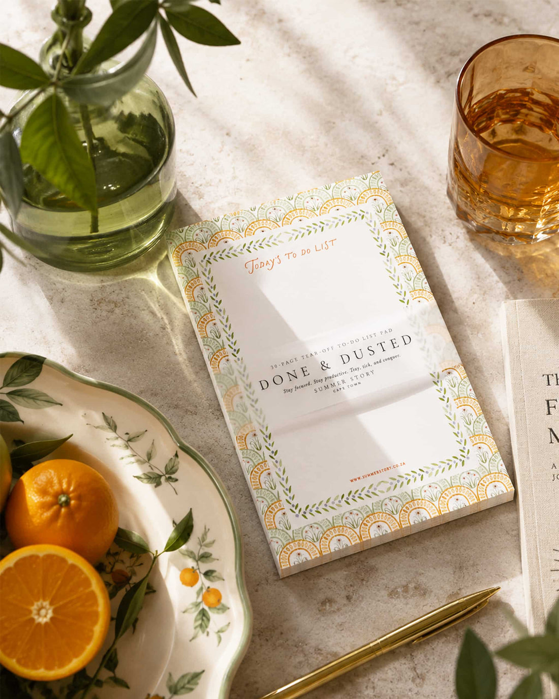 Orange & Green Scallop Broad Notepad